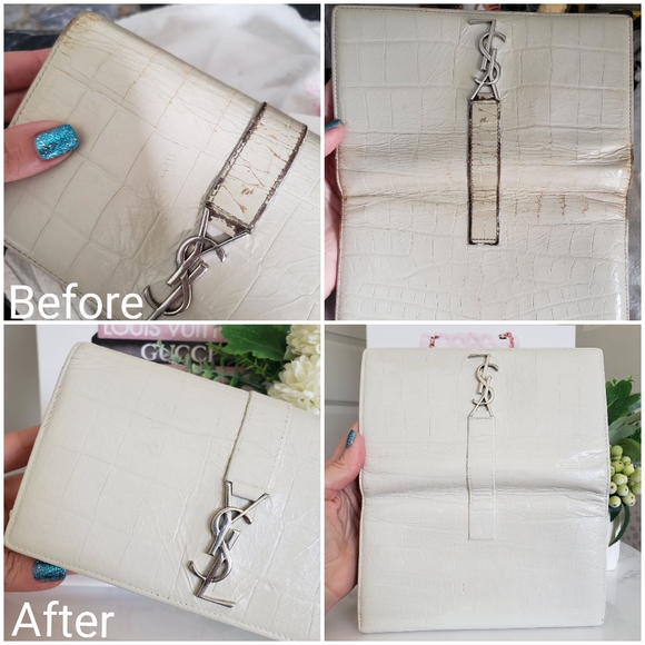 *SOLD* Authentic Pre-owned Yves Saint Laurent Croc Embossed Leather Flap Wallet - Picture 12 of 16